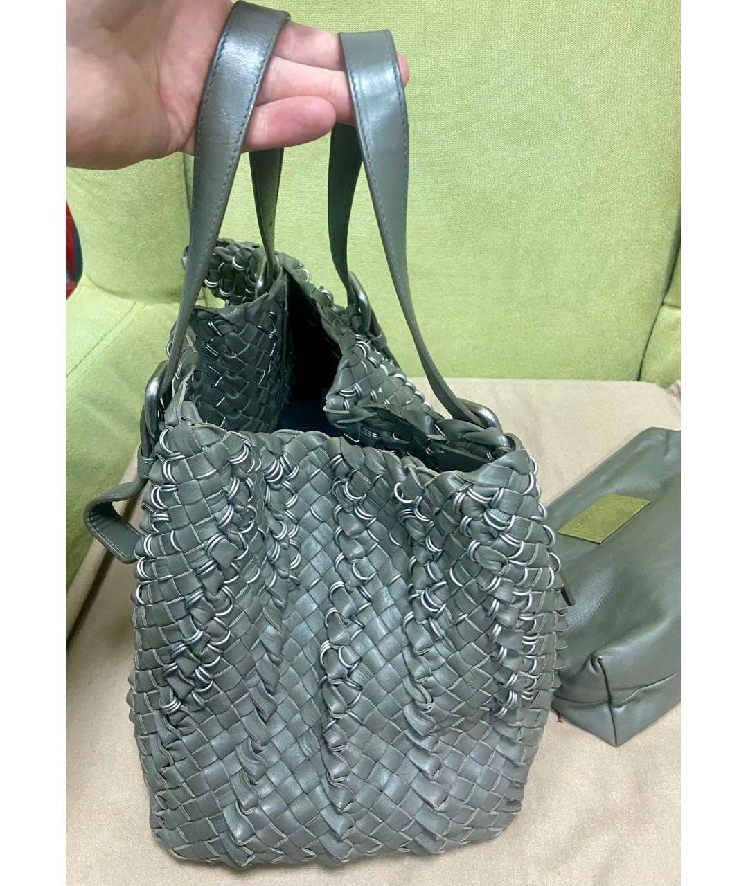 BOTTEGA VENETA Серая кожаная сумка тоут, фото 5