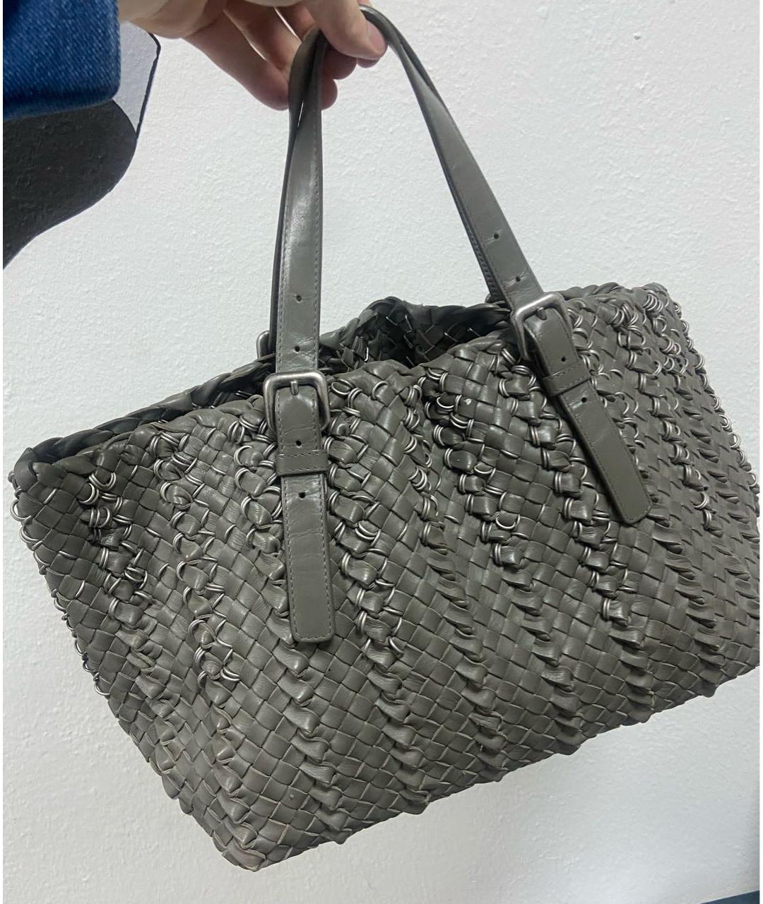 BOTTEGA VENETA Серая кожаная сумка тоут, фото 3