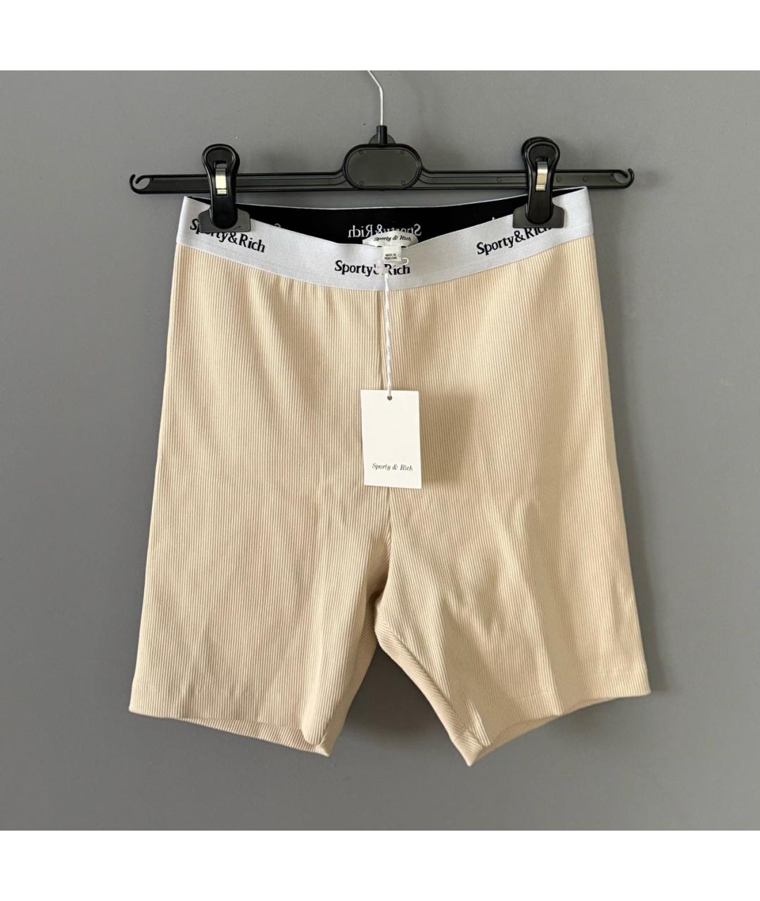 SPORTY AND RICH Бежевые хлопковые шорты, фото 2