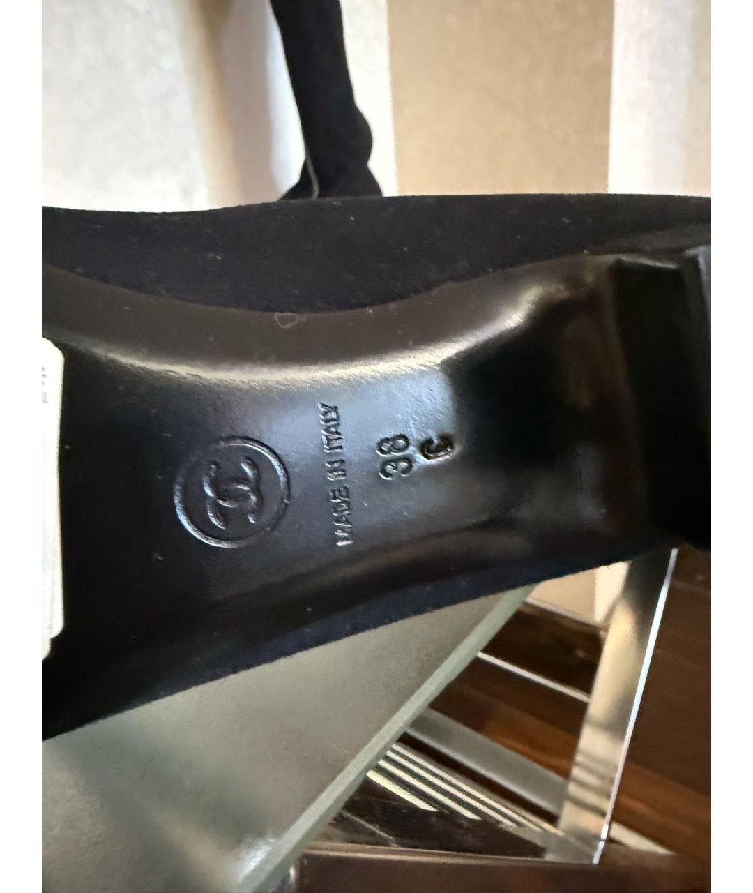 CHANEL Черные замшевые ботфорты, фото 7
