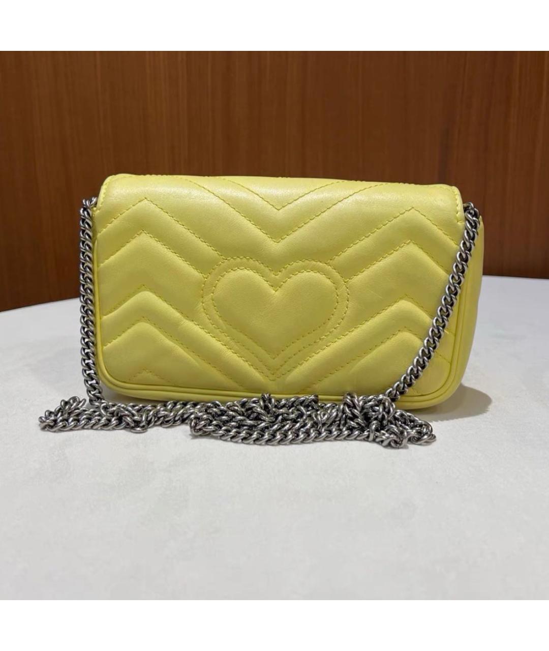 GUCCI Желтая кожаная сумка через плечо, фото 3