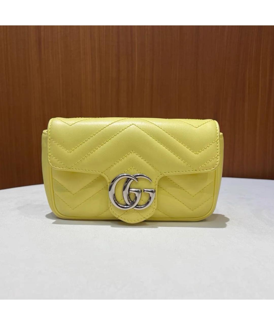 GUCCI Желтая кожаная сумка через плечо, фото 2