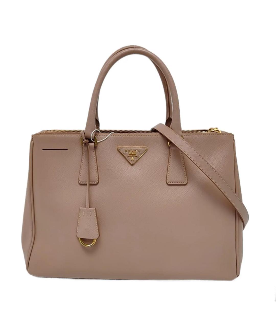 PRADA Бежевая кожаная сумка с короткими ручками, фото 8