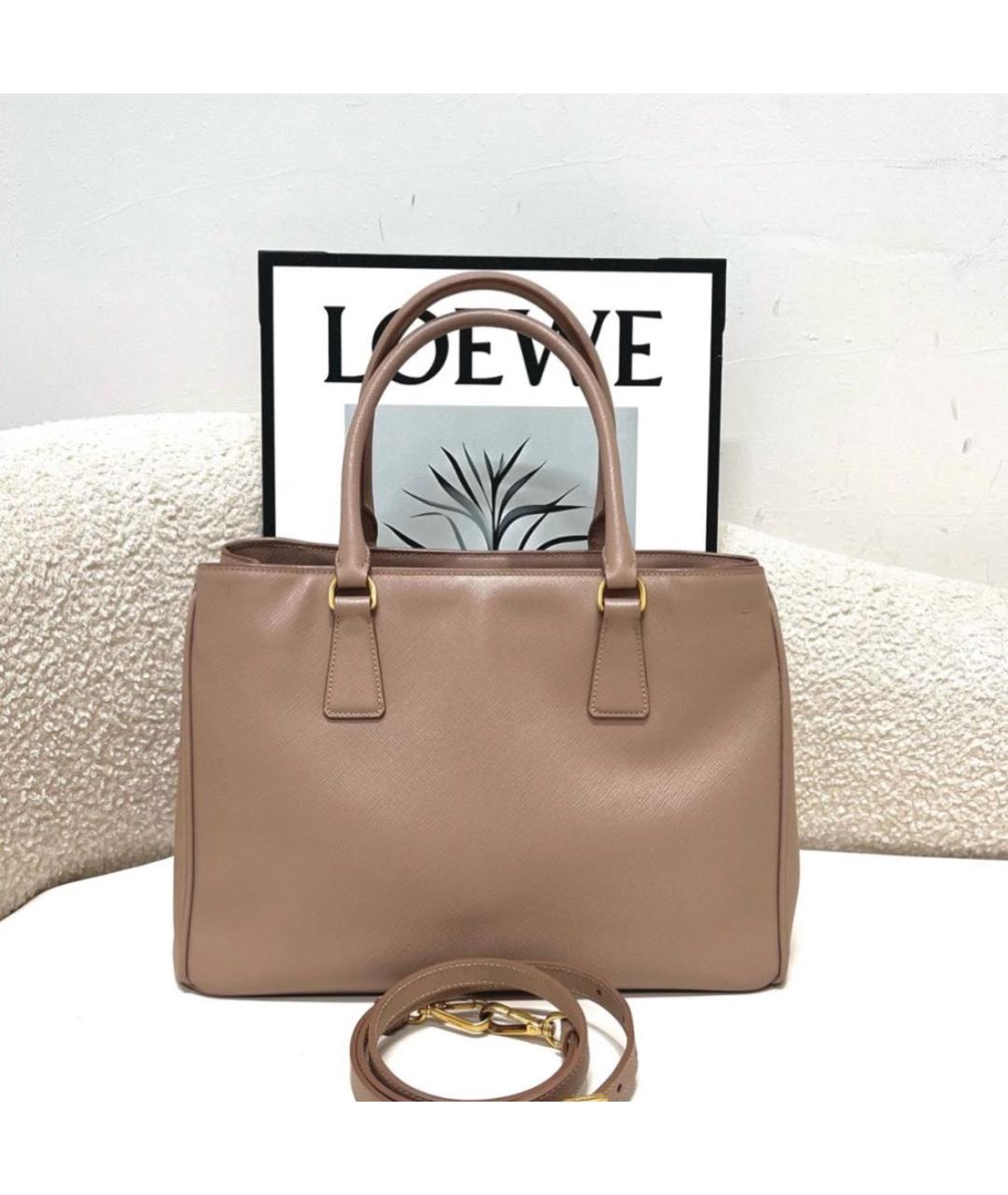 PRADA Бежевая кожаная сумка с короткими ручками, фото 7