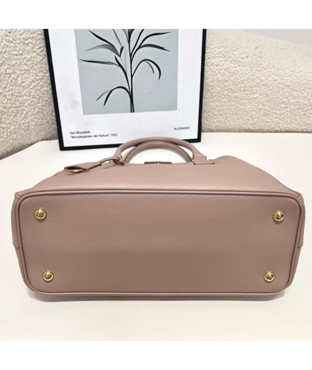 PRADA Бежевая кожаная сумка с короткими ручками, фото 6