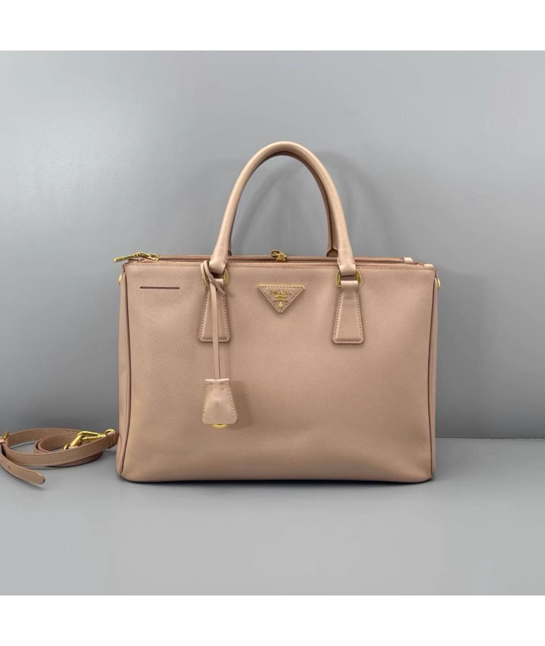 PRADA Бежевая кожаная сумка с короткими ручками, фото 3
