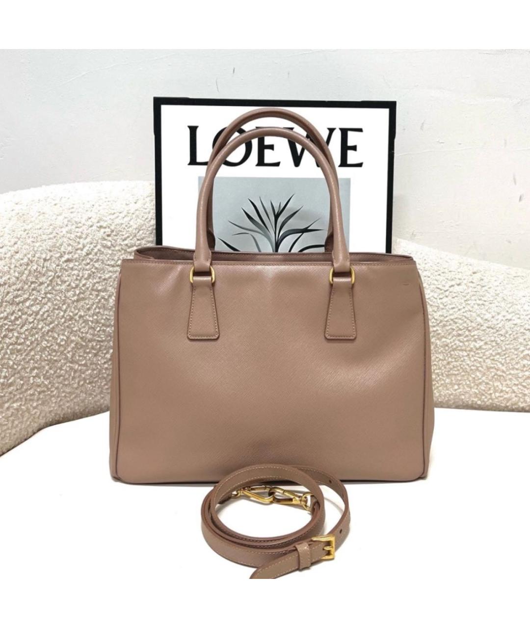 PRADA Бежевая кожаная сумка с короткими ручками, фото 5