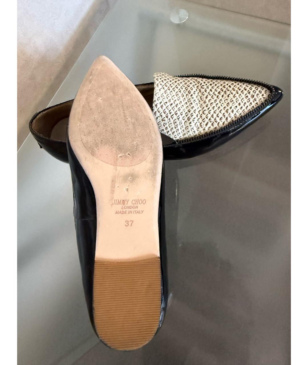 JIMMY CHOO Черные балетки из лакированной кожи, фото 6