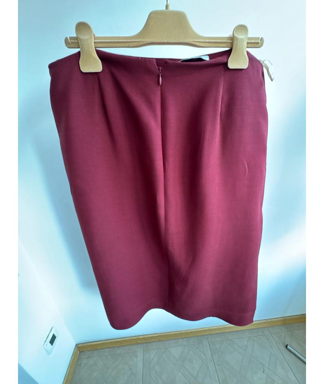 VALENTINO Бордовая шерстяная юбка миди, фото 2