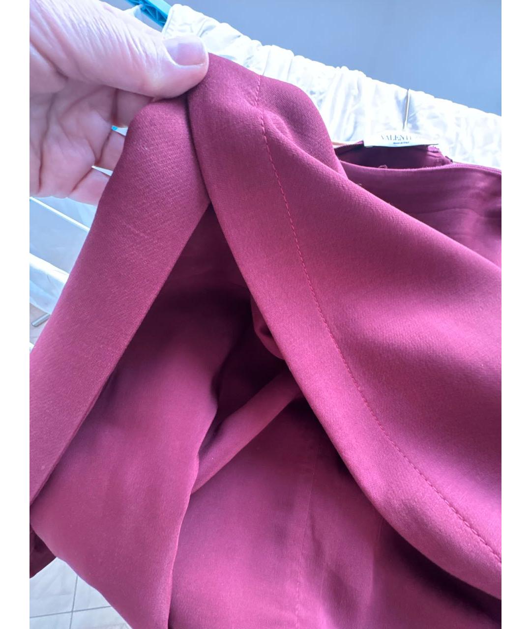 VALENTINO Бордовая шерстяная юбка миди, фото 8