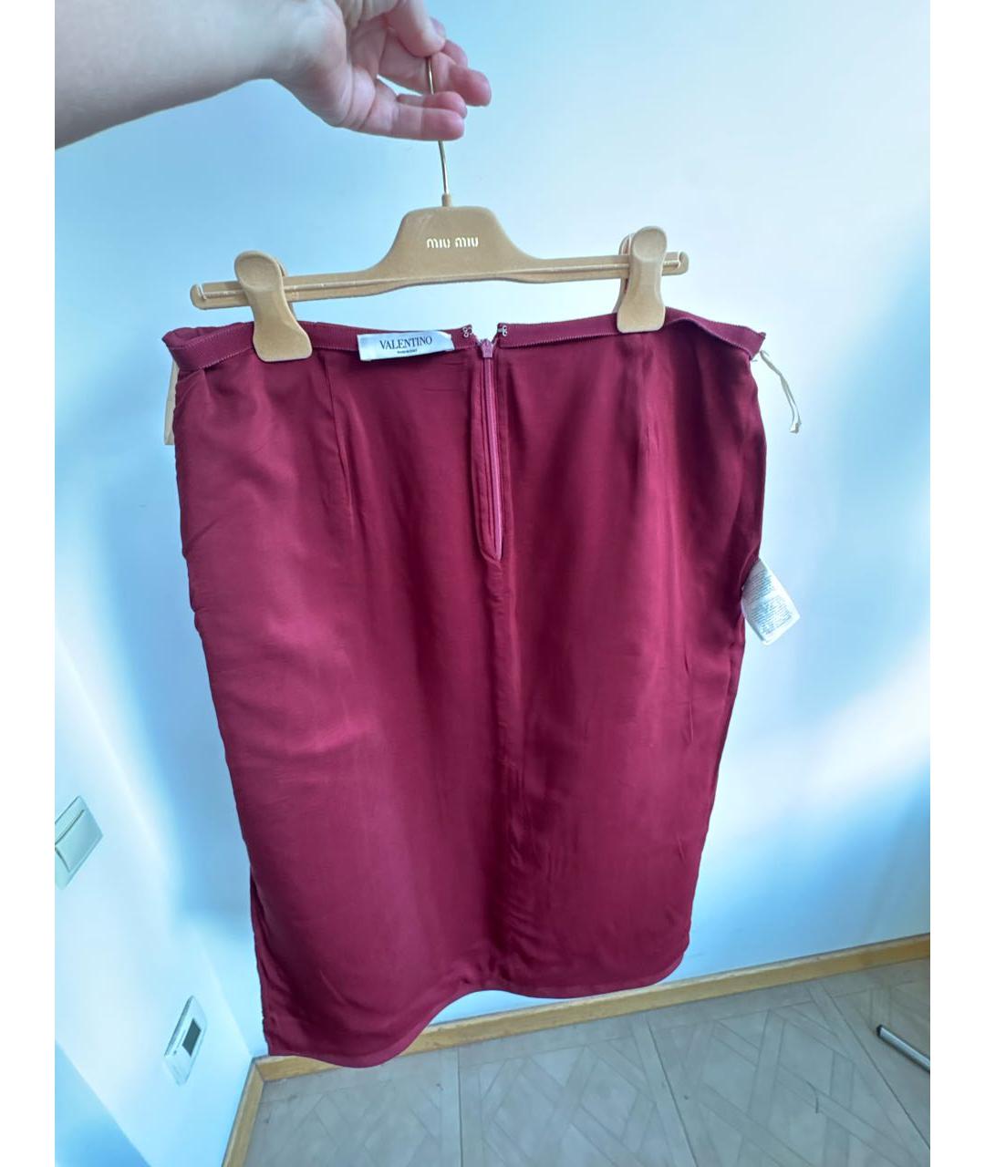 VALENTINO Бордовая шерстяная юбка миди, фото 3