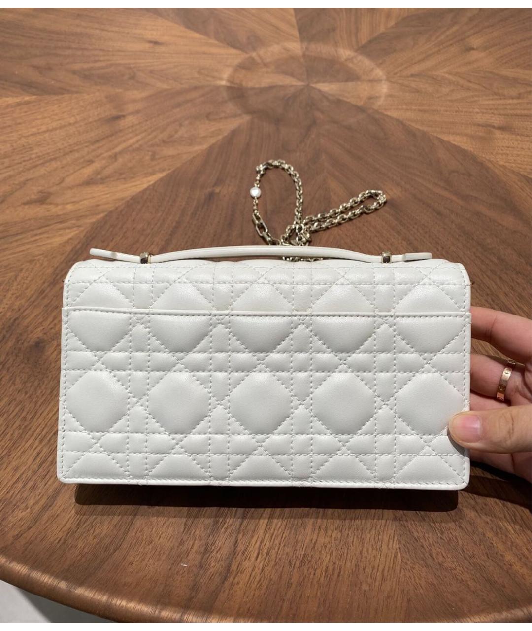 CHRISTIAN DIOR Белая кожаная сумка через плечо, фото 3