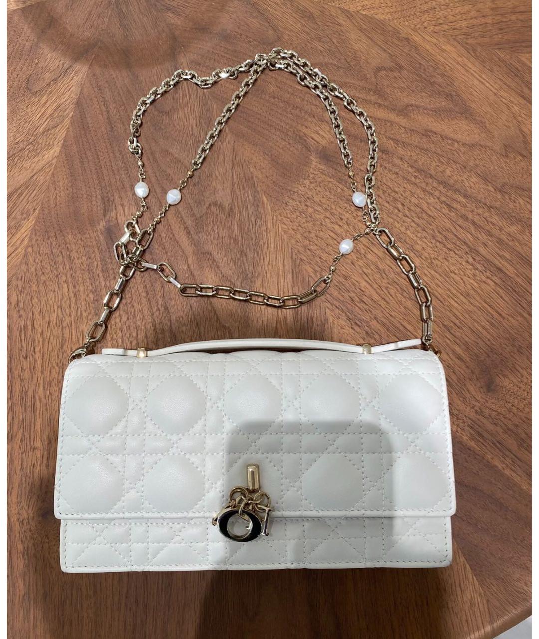 CHRISTIAN DIOR Белая кожаная сумка через плечо, фото 2