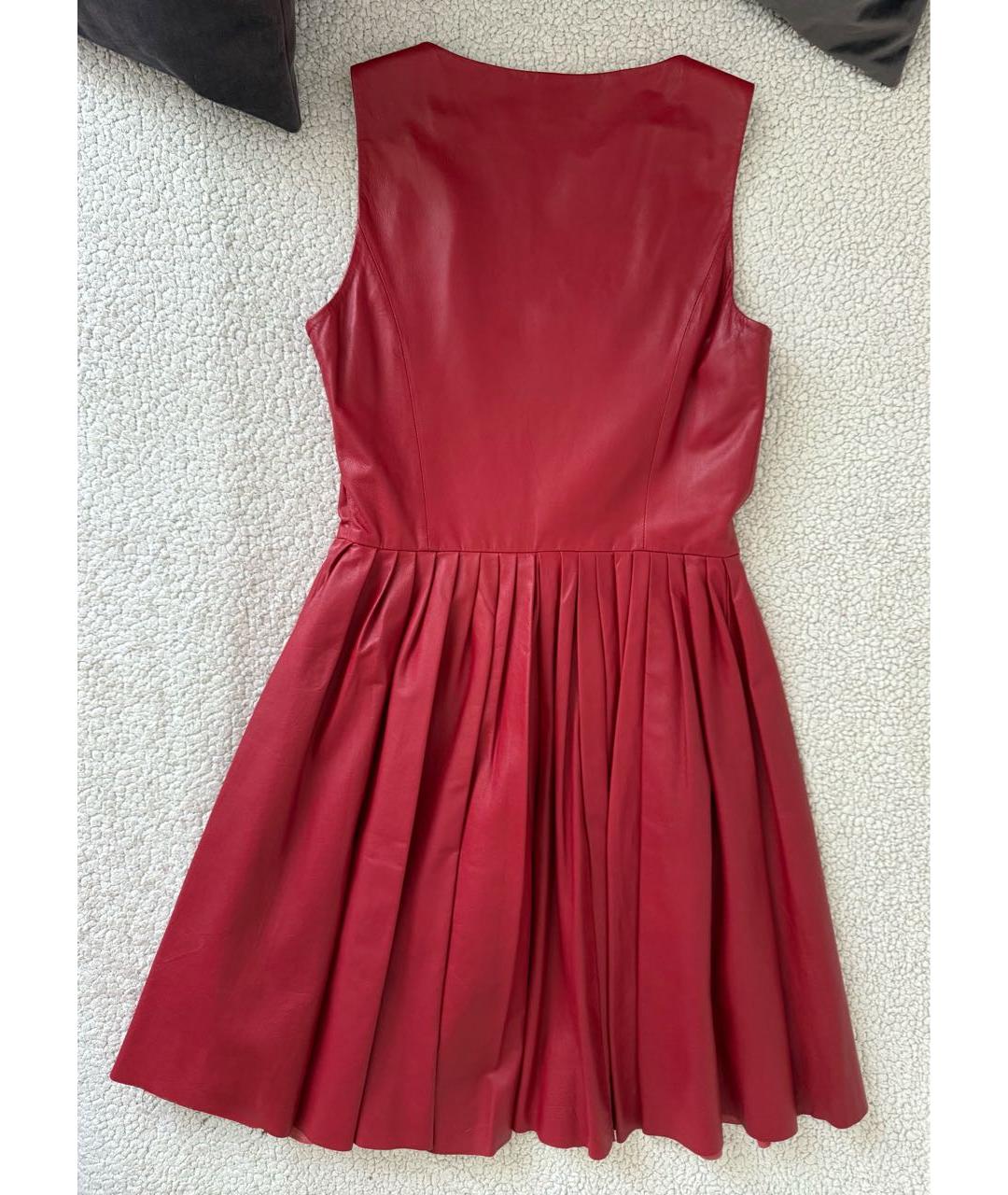 TRUSSARDI Красное кожаное коктейльное платье, фото 2