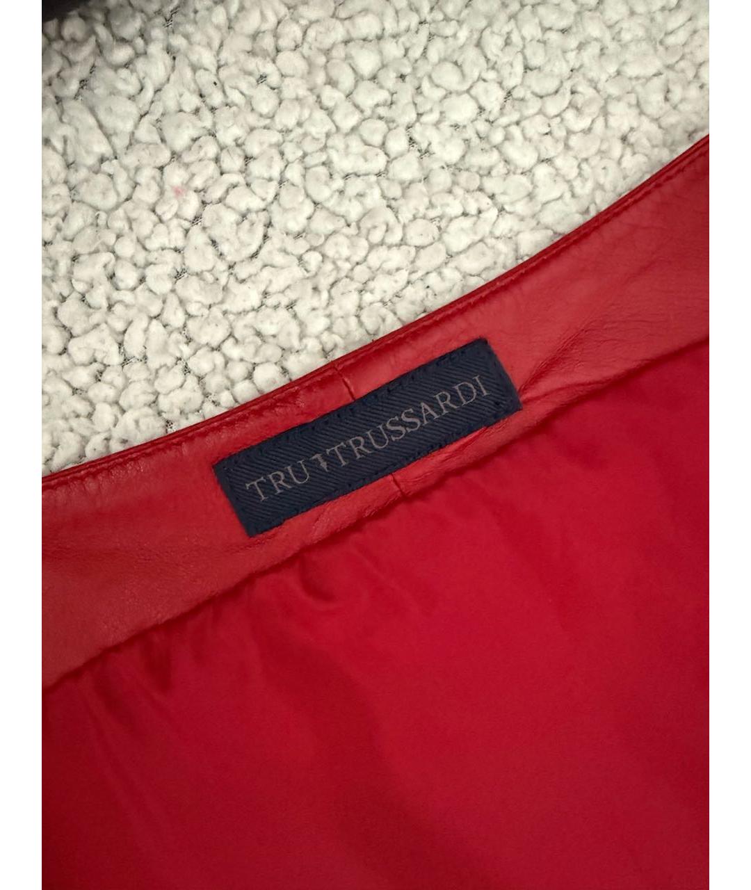 TRUSSARDI Красное кожаное коктейльное платье, фото 3