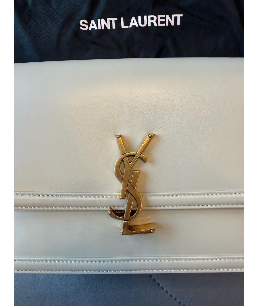 SAINT LAURENT Белая кожаная сумка с короткими ручками, фото 2