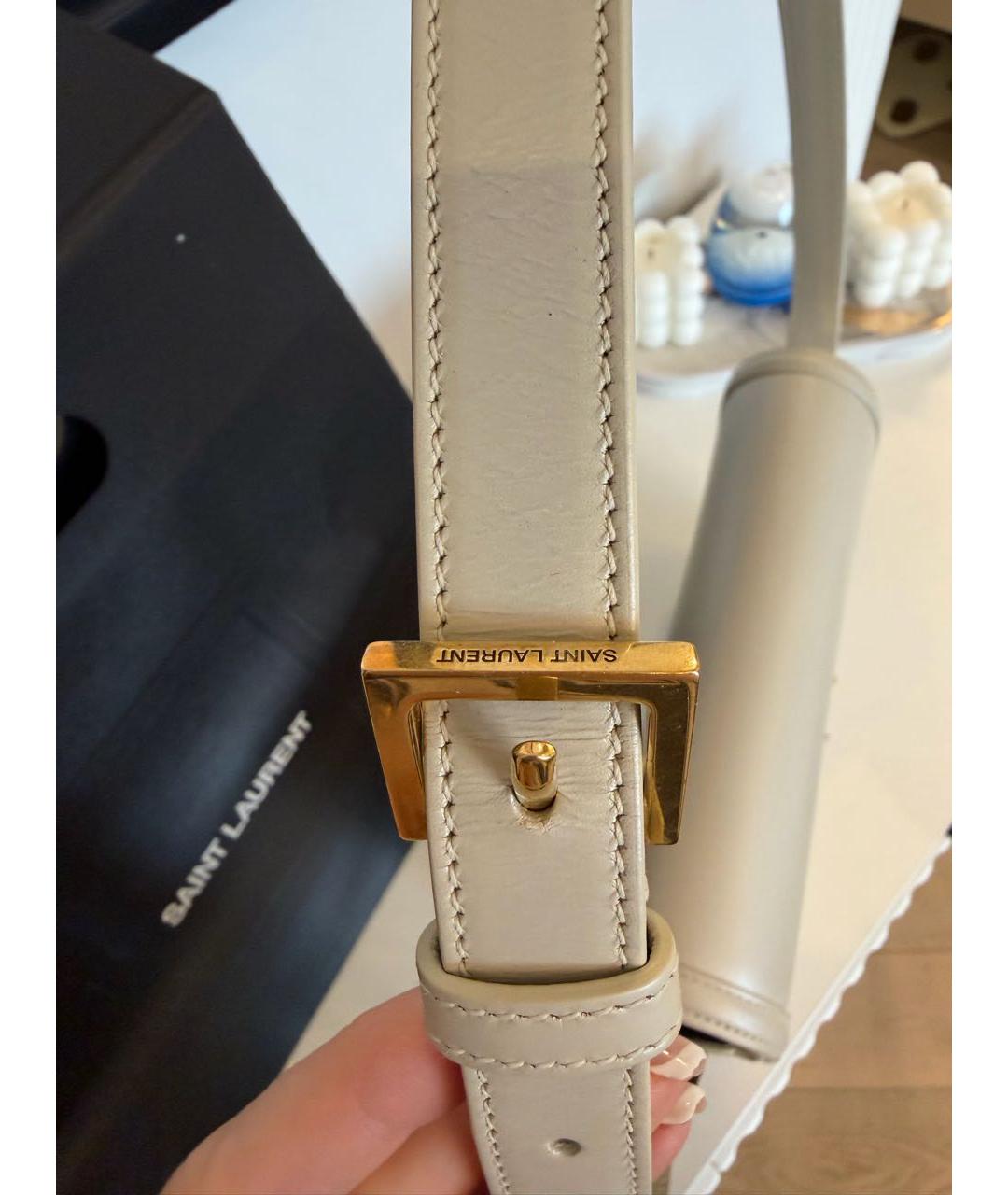 SAINT LAURENT Белая кожаная сумка с короткими ручками, фото 5