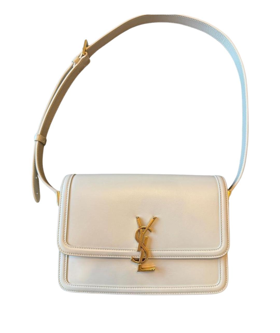 SAINT LAURENT Белая кожаная сумка с короткими ручками, фото 1