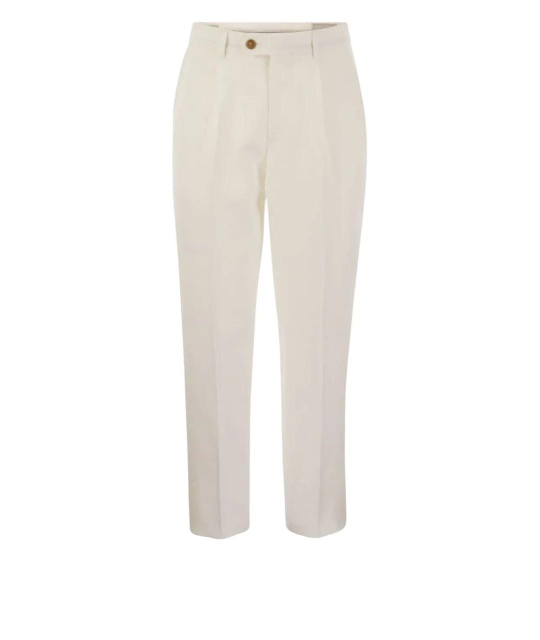 BRUNELLO CUCINELLI Бежевые хлопковые классические брюки, фото 1