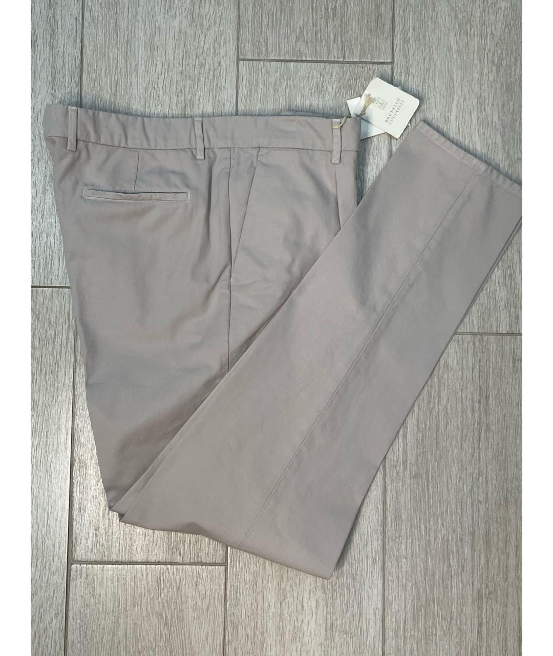 BRUNELLO CUCINELLI Бежевые хлопковые классические брюки, фото 4