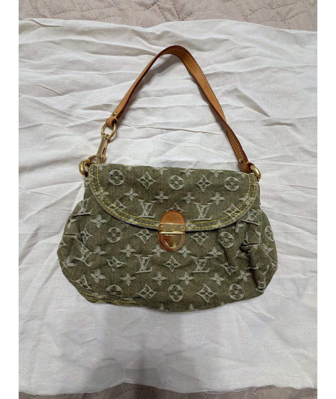 LOUIS VUITTON Зеленая деним сумка с короткими ручками, фото 6