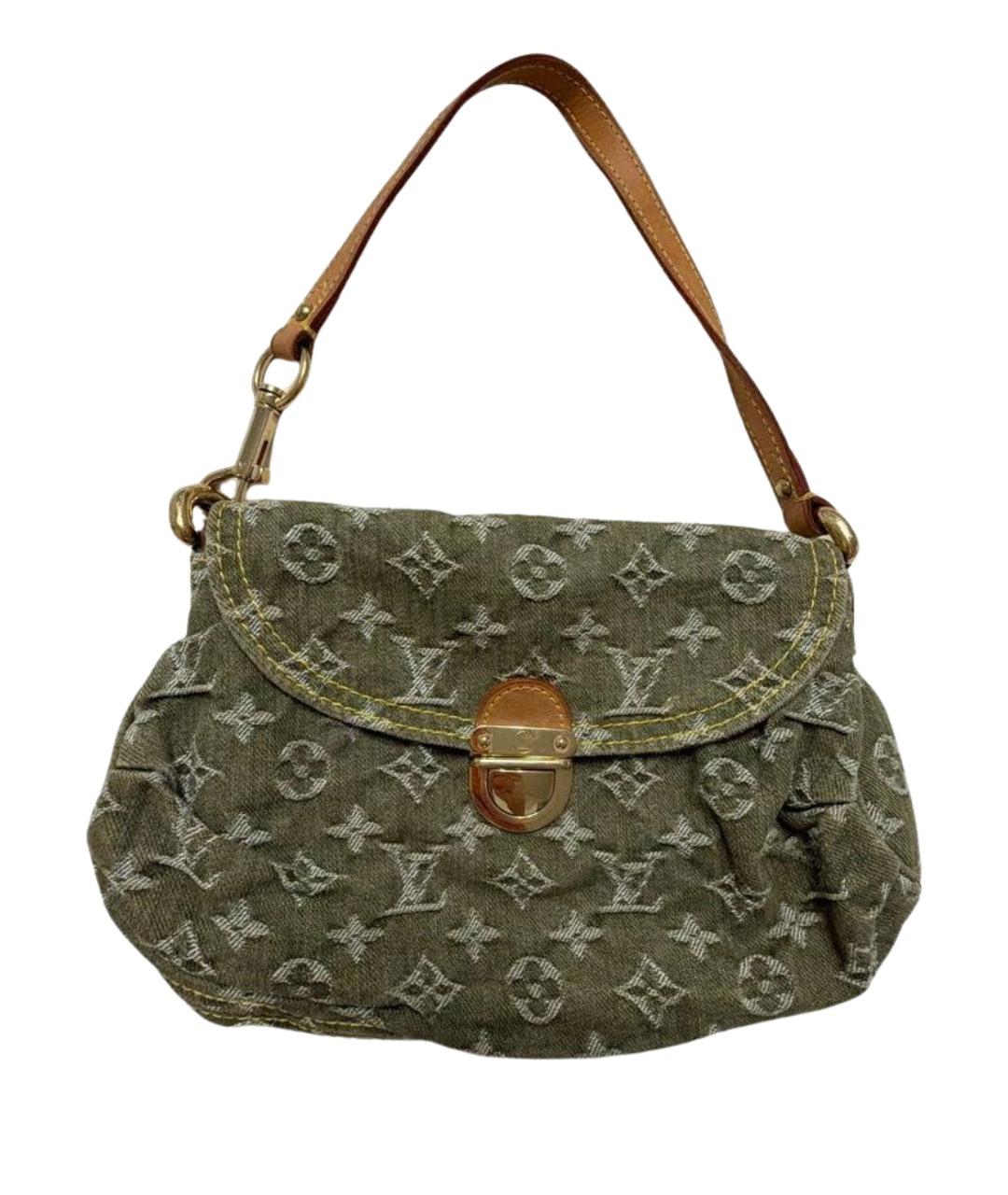 LOUIS VUITTON Зеленая деним сумка с короткими ручками, фото 1