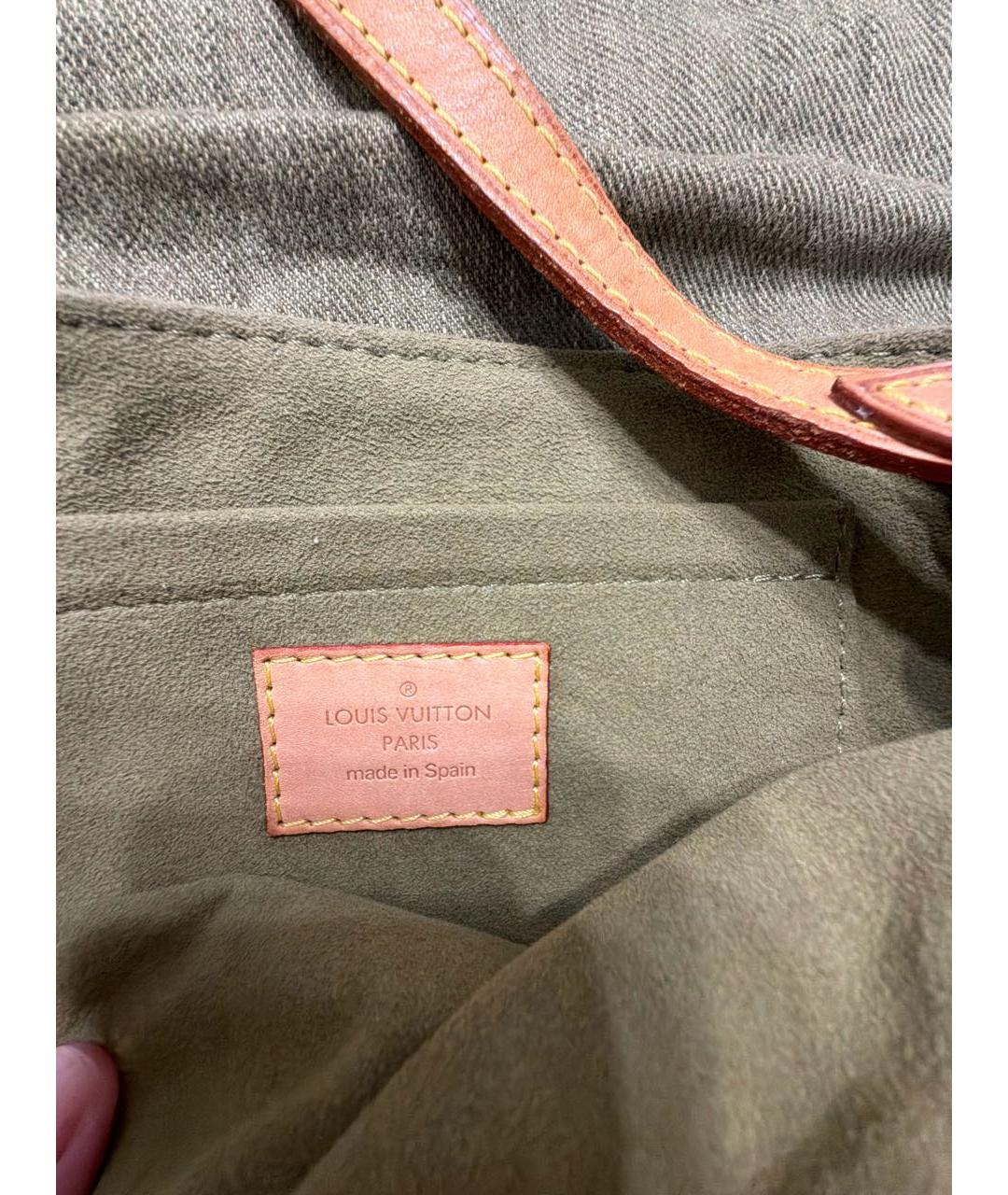 LOUIS VUITTON Зеленая деним сумка с короткими ручками, фото 5