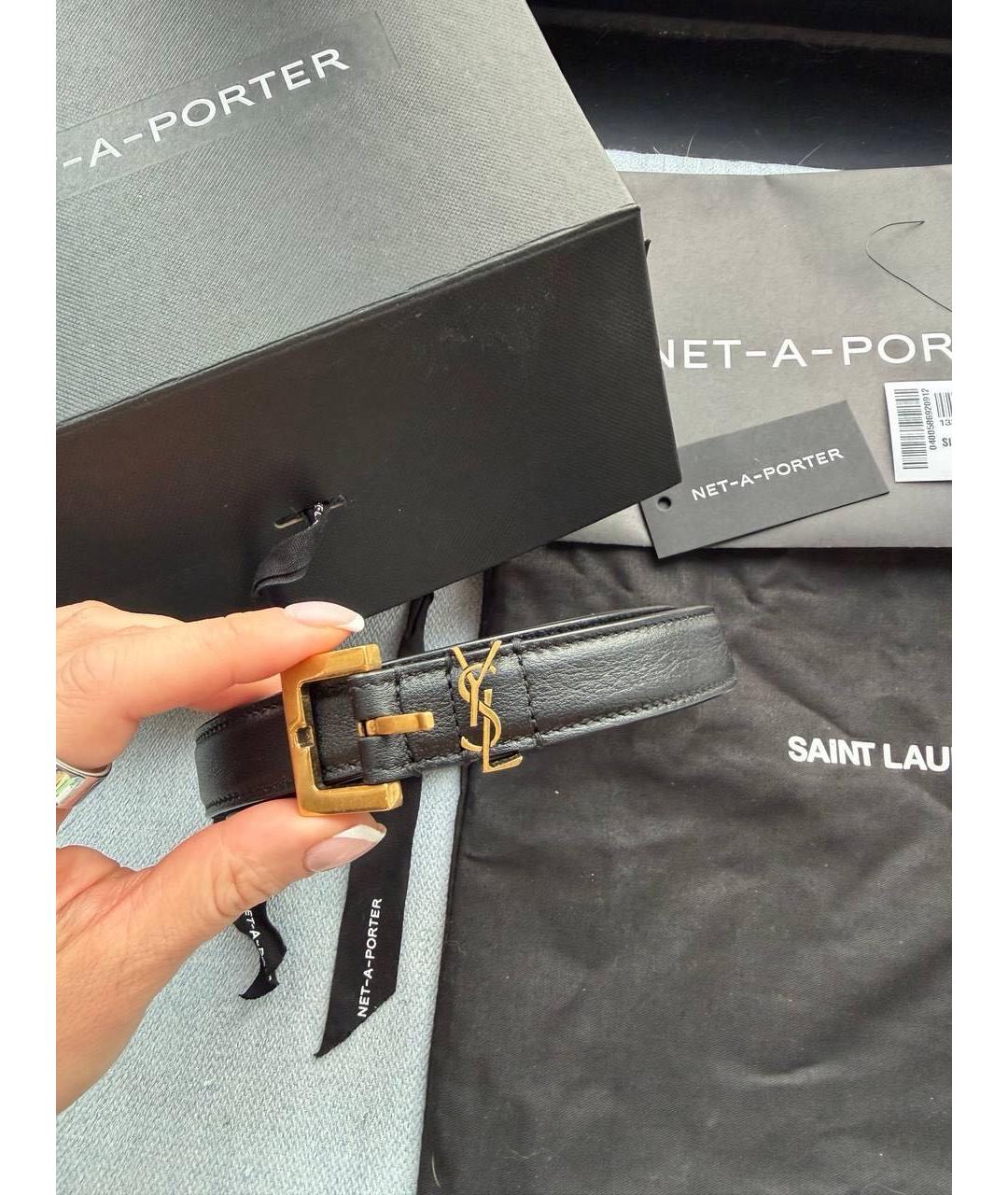 SAINT LAURENT Черный кожаный ремень, фото 5