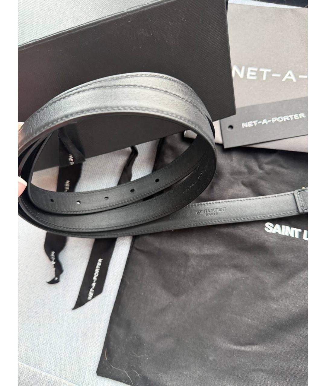 SAINT LAURENT Черный кожаный ремень, фото 2