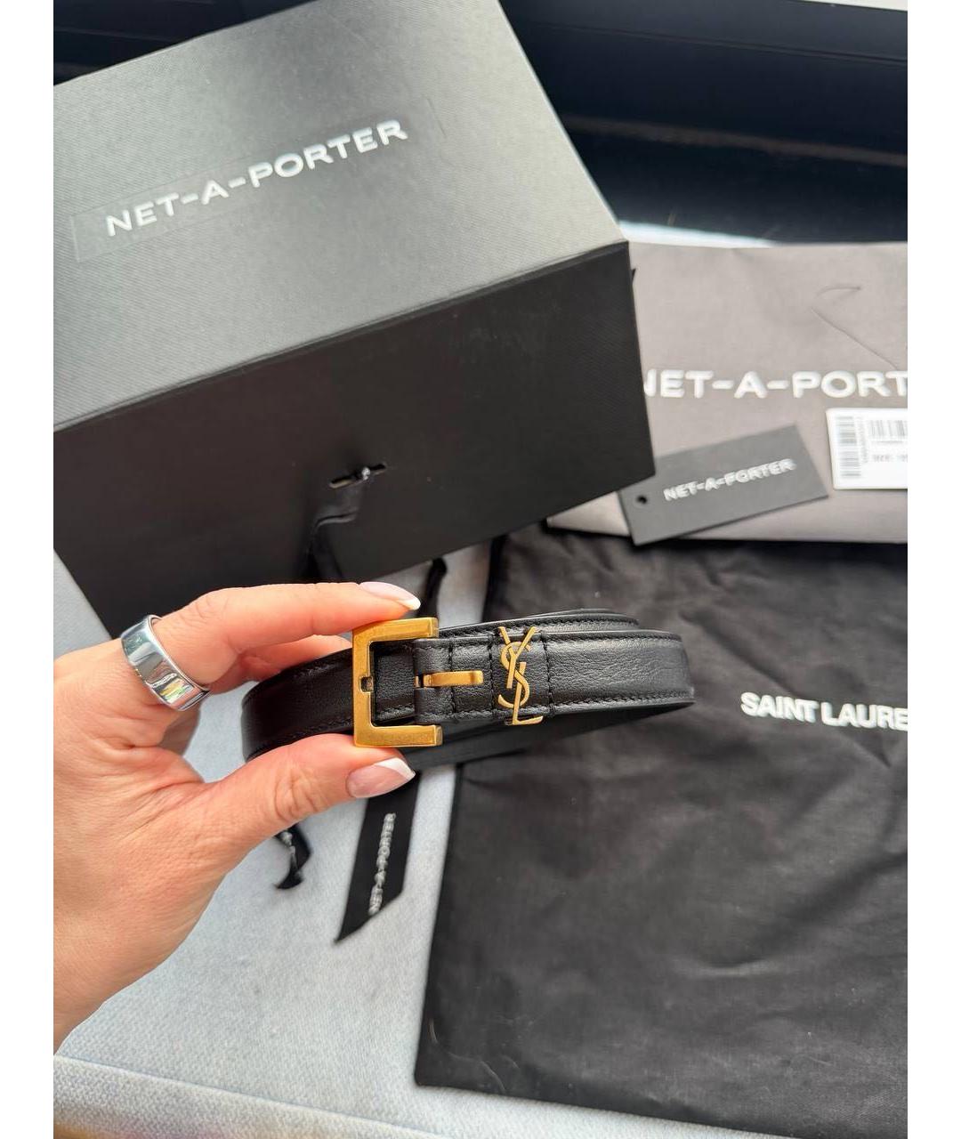 SAINT LAURENT Черный кожаный ремень, фото 3
