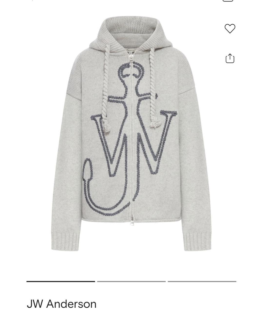 J.W.ANDERSON Серый шерстяной кардиган, фото 9