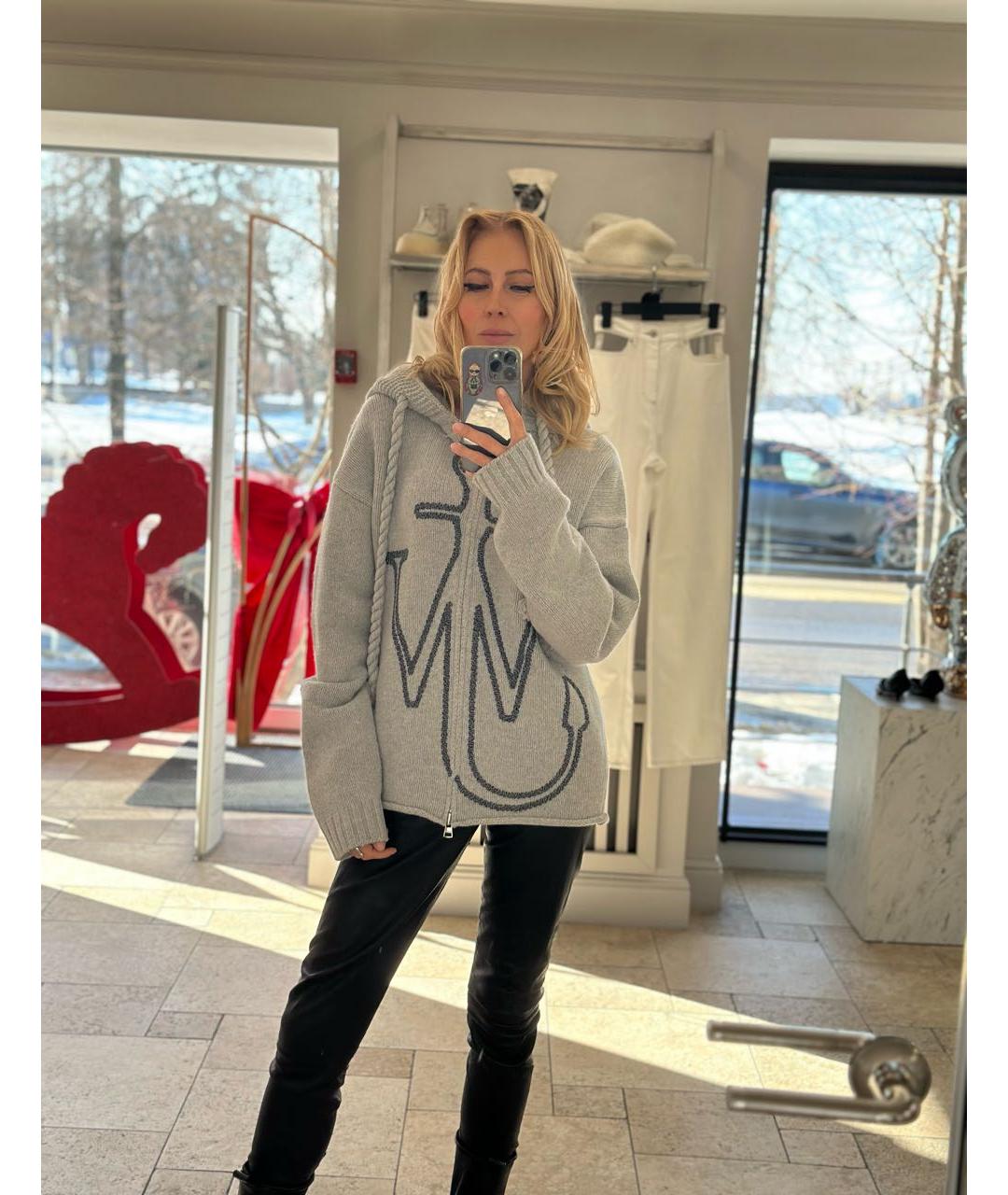 J.W.ANDERSON Серый шерстяной кардиган, фото 5