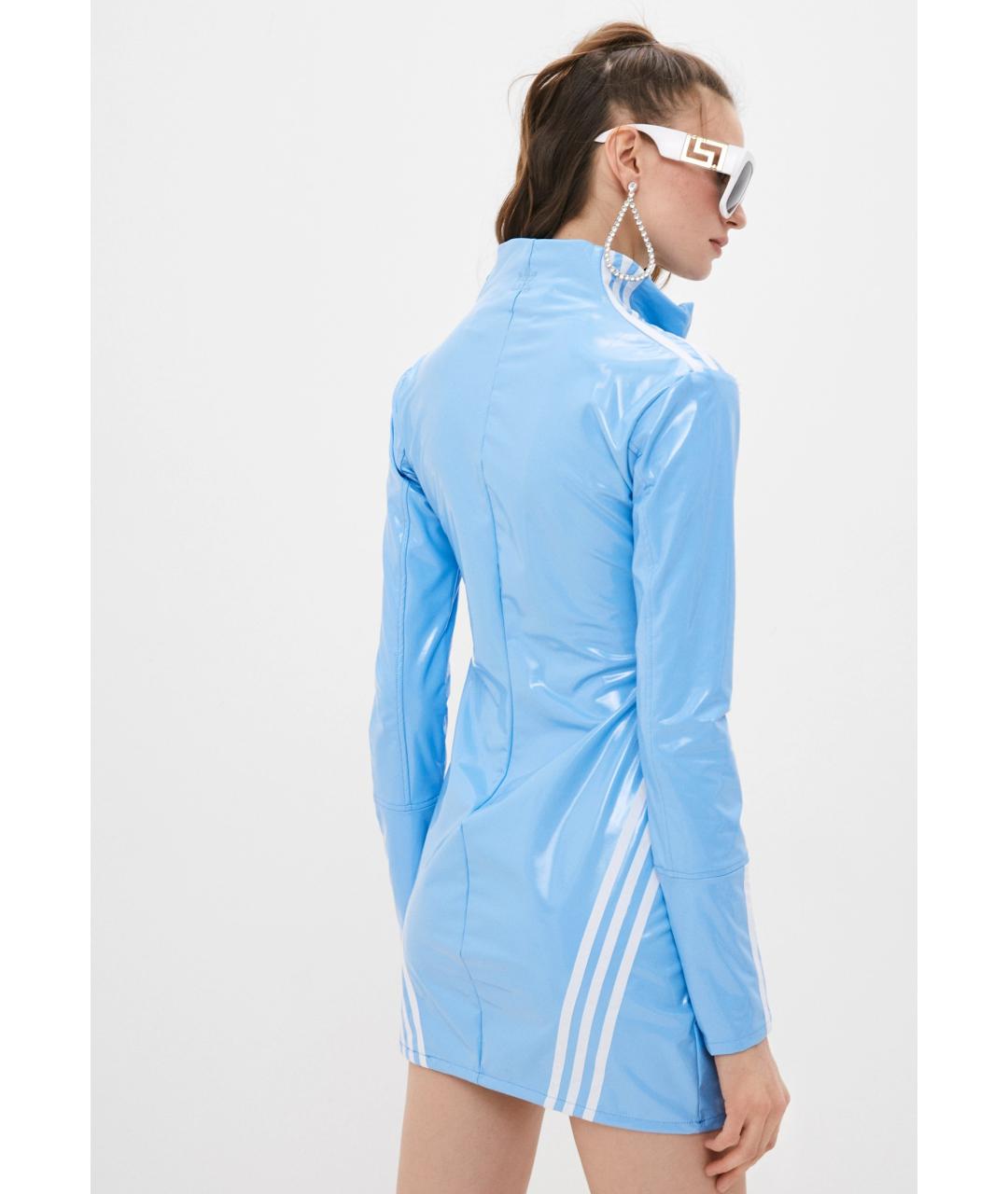 ADIDAS Голубое полиуретановое повседневное платье, фото 3