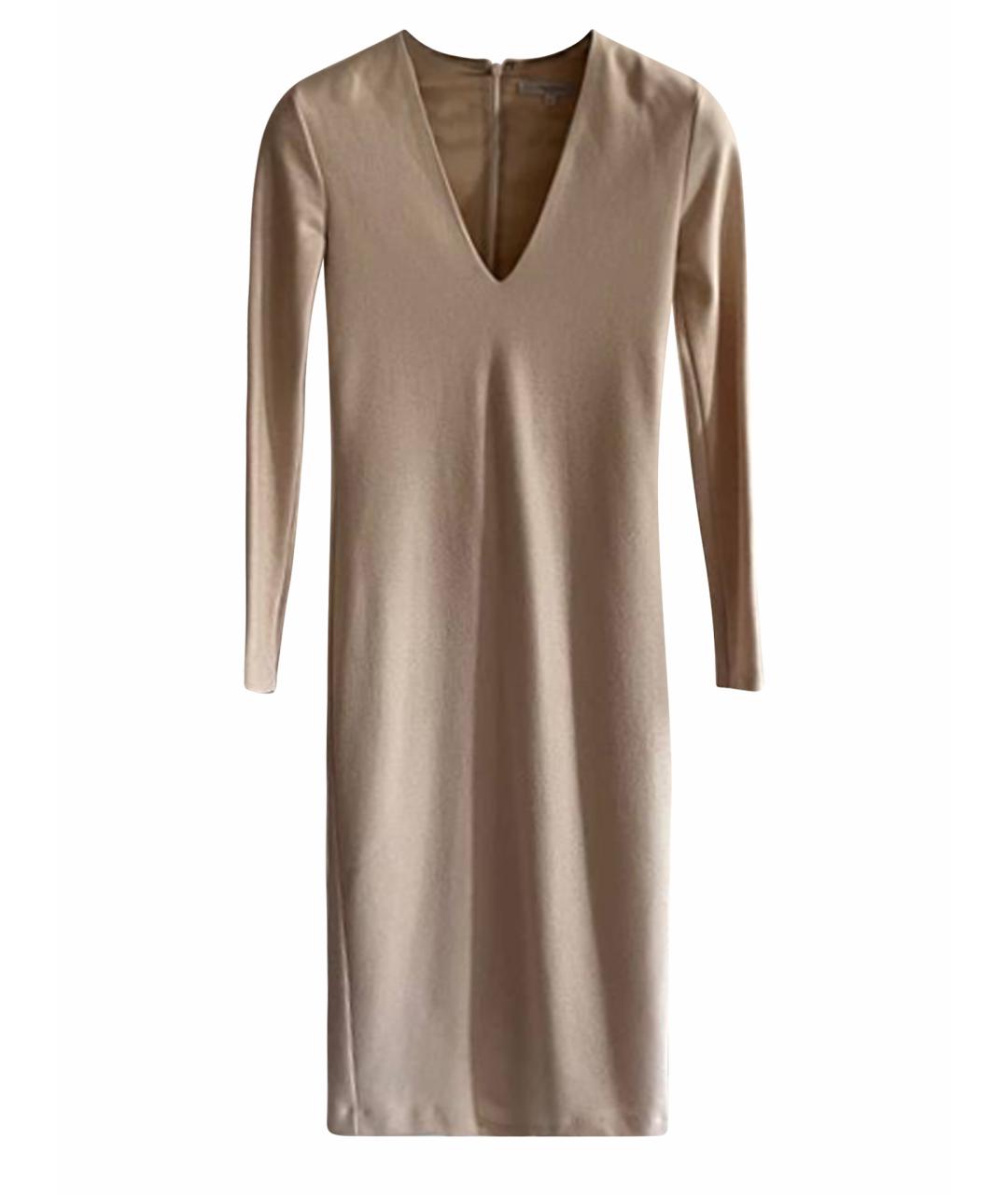 MAX MARA Бежевое шерстяное повседневное платье, фото 1