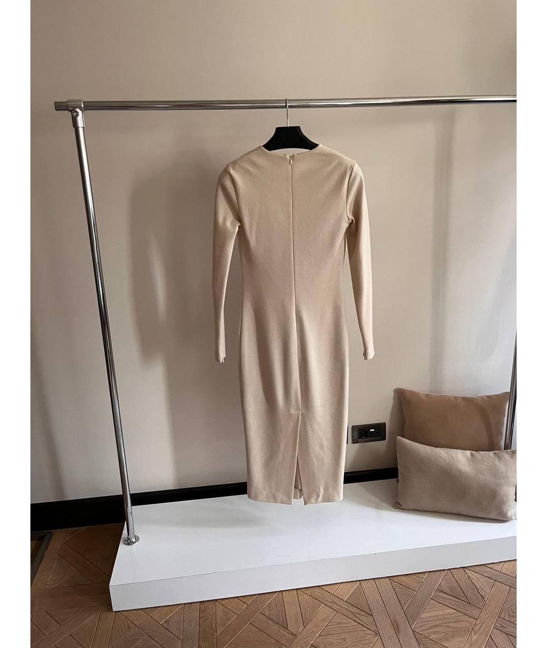 MAX MARA Бежевое шерстяное повседневное платье, фото 2