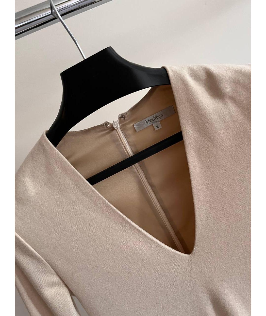 MAX MARA Бежевое шерстяное повседневное платье, фото 3