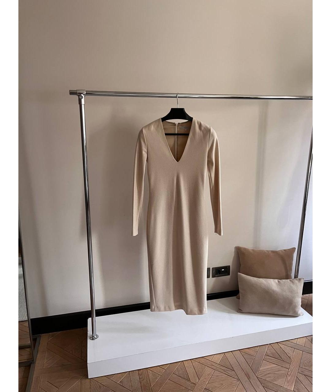 MAX MARA Бежевое шерстяное повседневное платье, фото 5