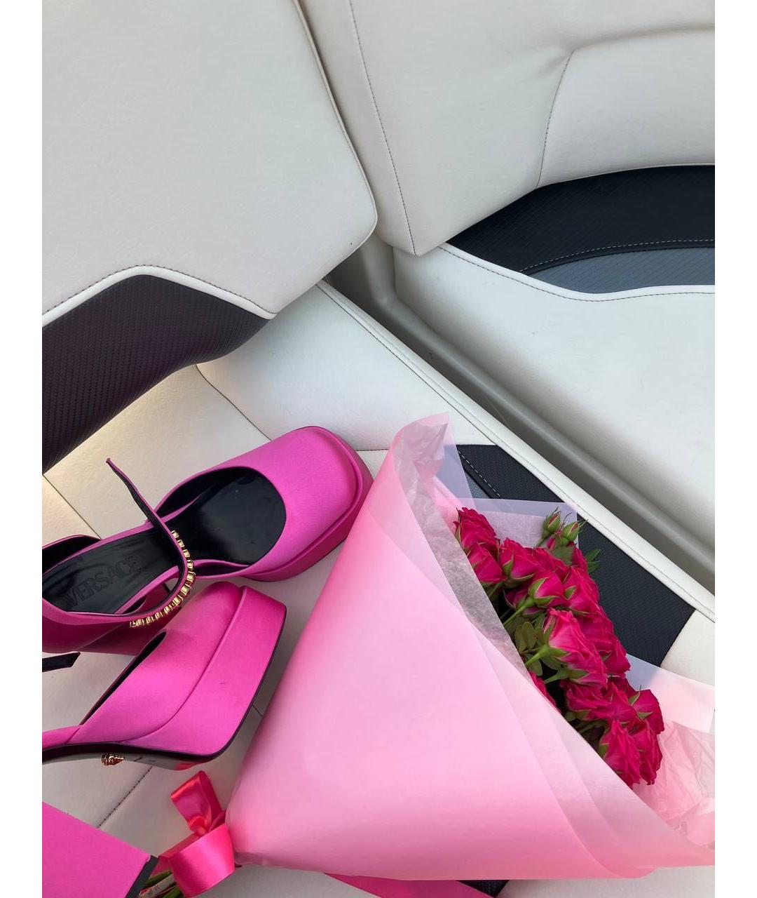 VERSACE Розовые текстильные туфли, фото 4