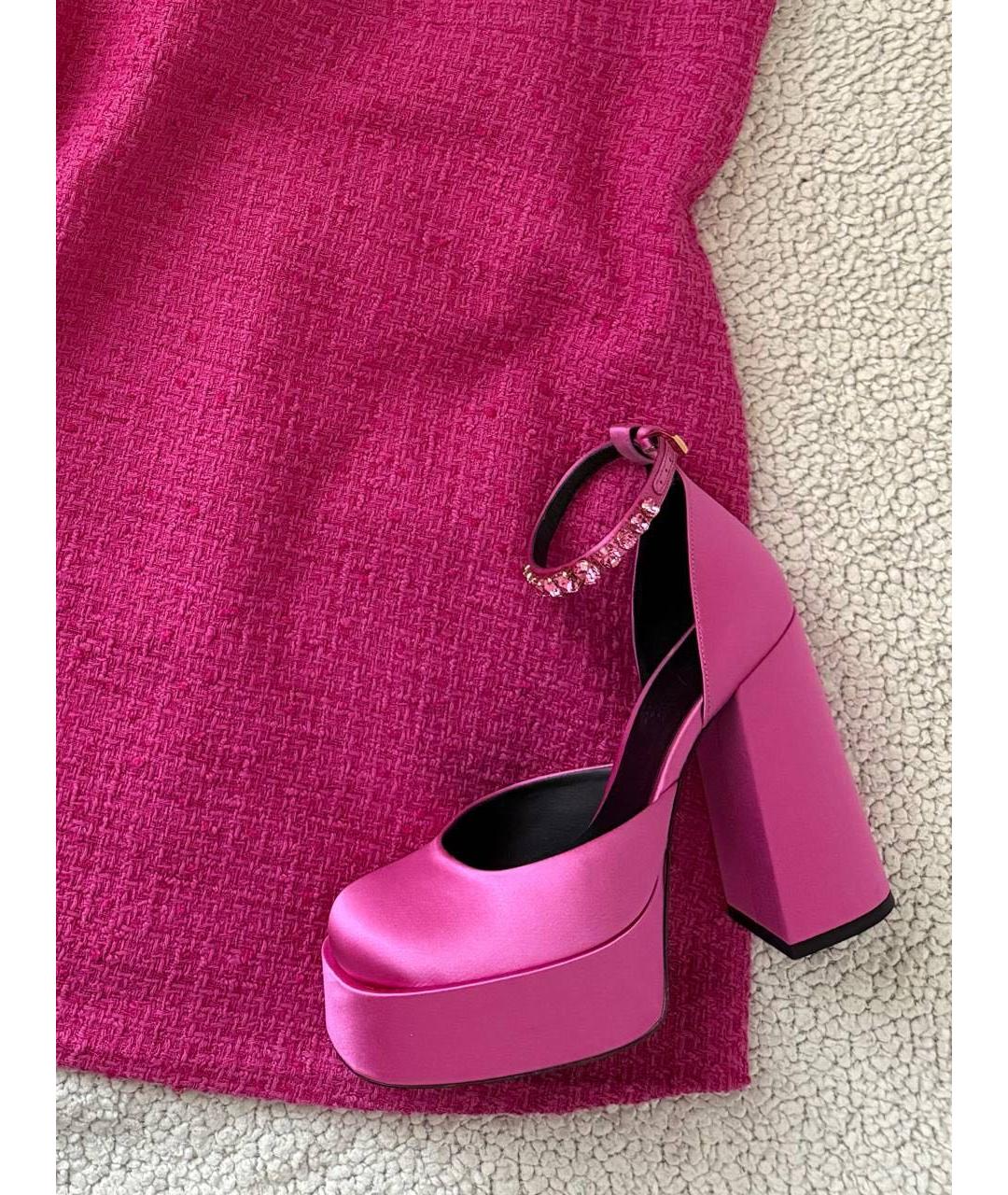 VERSACE Розовые текстильные туфли, фото 3