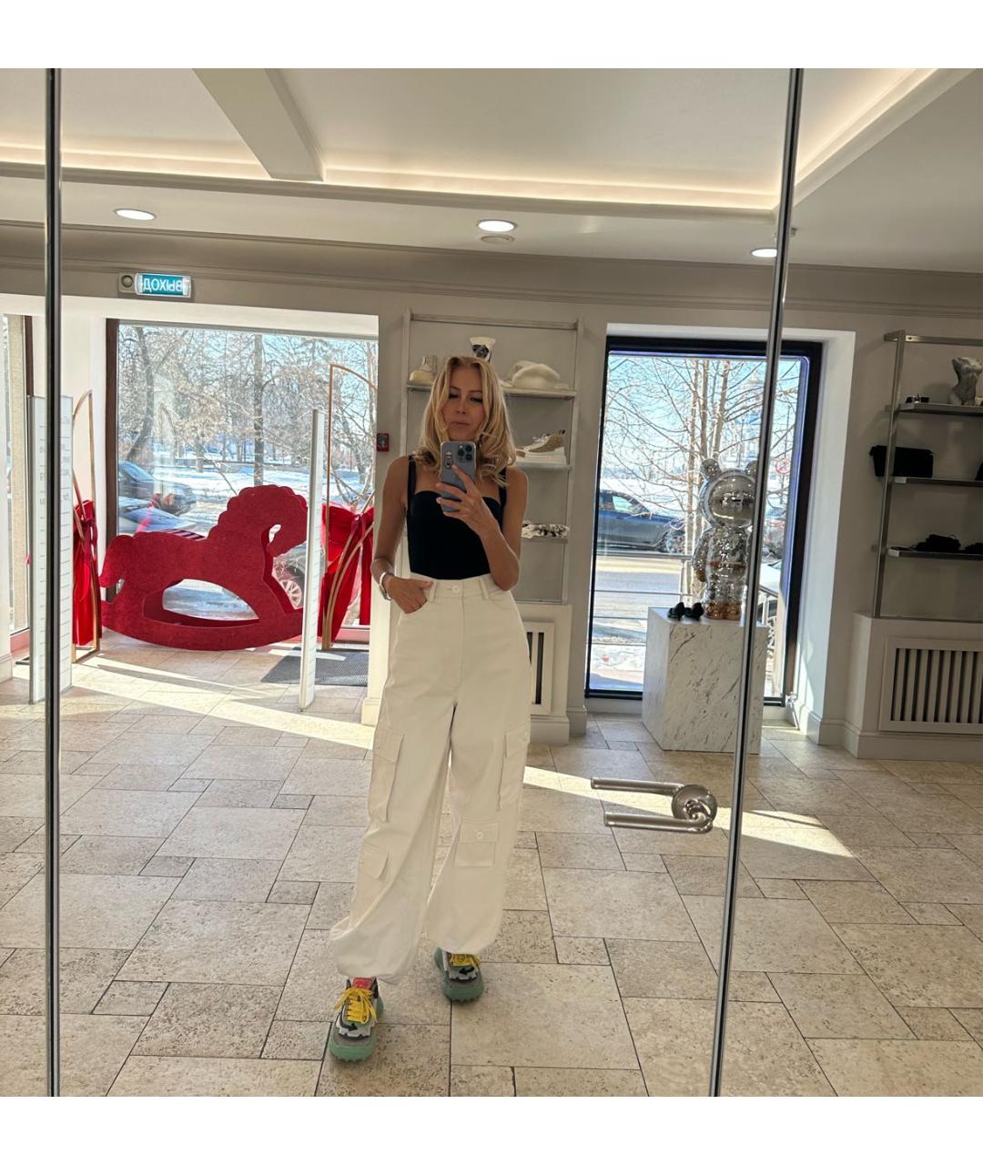 THE FRANKIE SHOP Бежевые хлопковые брюки широкие, фото 6