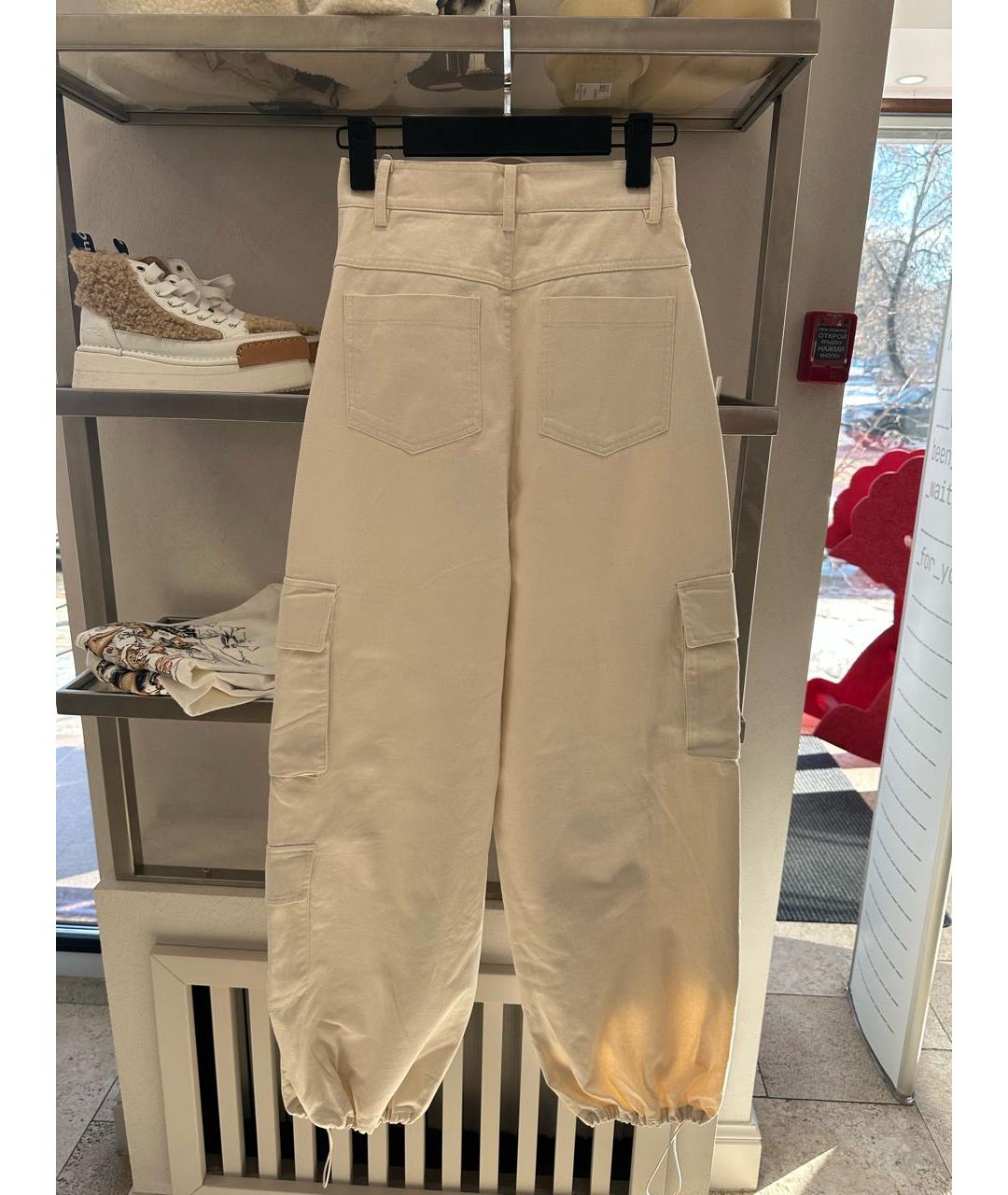 THE FRANKIE SHOP Бежевые хлопковые брюки широкие, фото 2