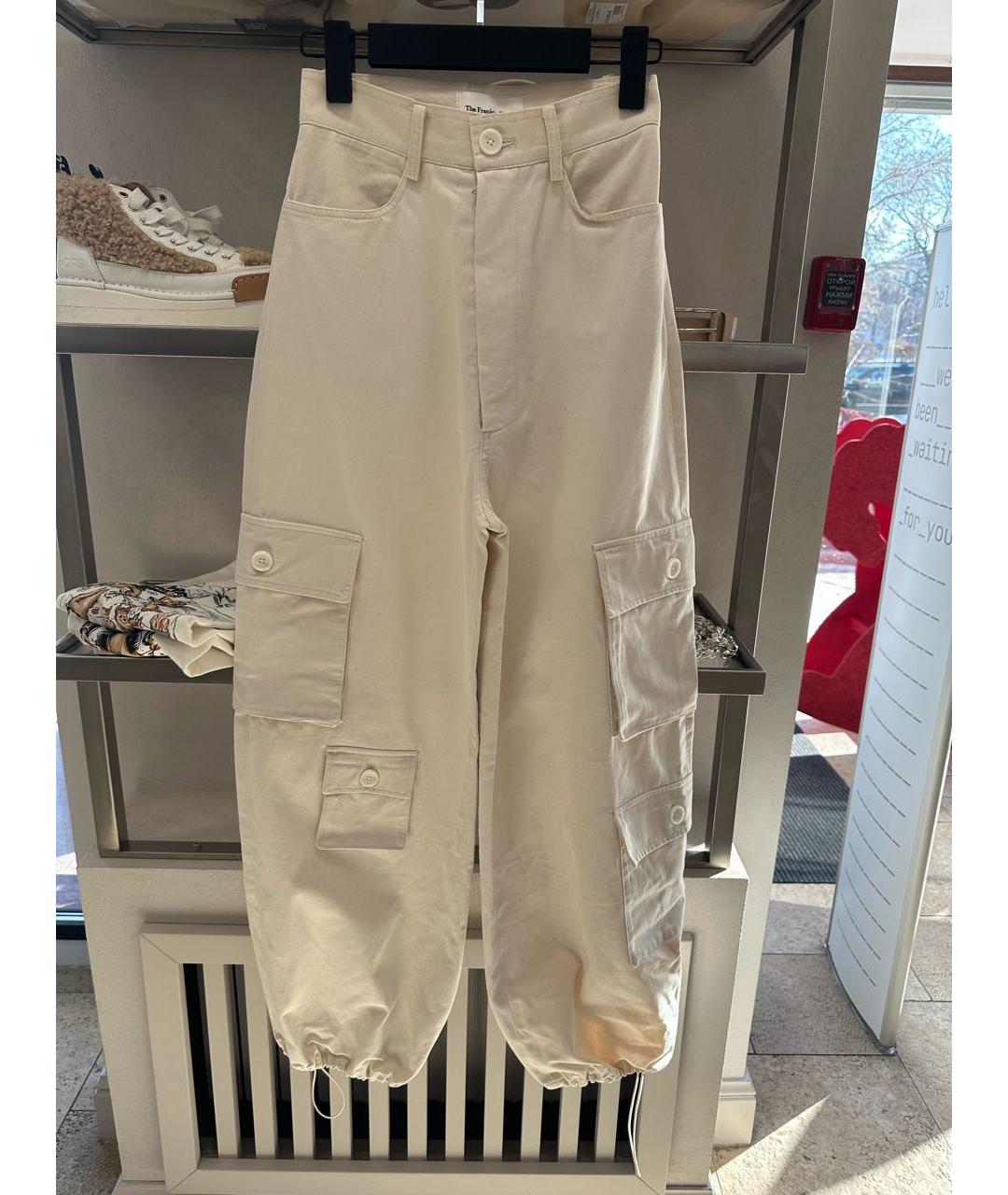 THE FRANKIE SHOP Бежевые хлопковые брюки широкие, фото 9