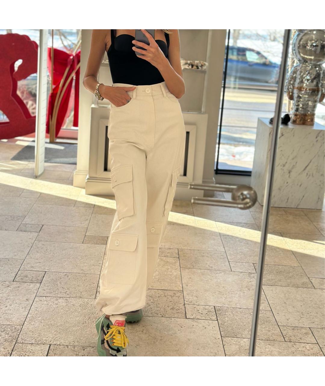 THE FRANKIE SHOP Бежевые хлопковые брюки широкие, фото 7