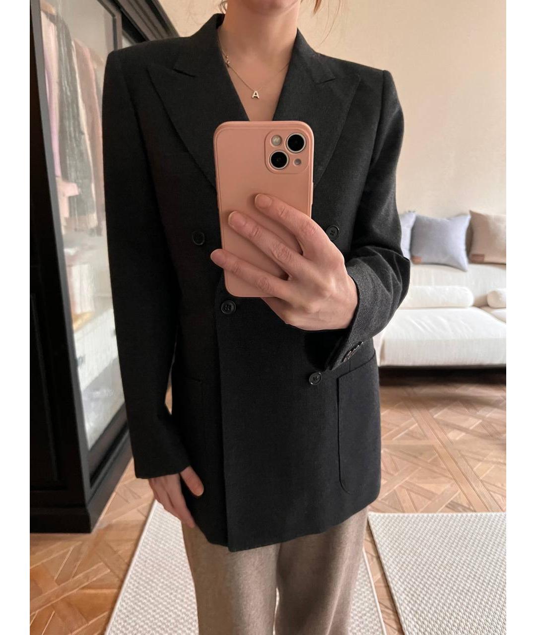 MAISON MARGIELA Антрацитовый шерстяной жакет/пиджак, фото 4