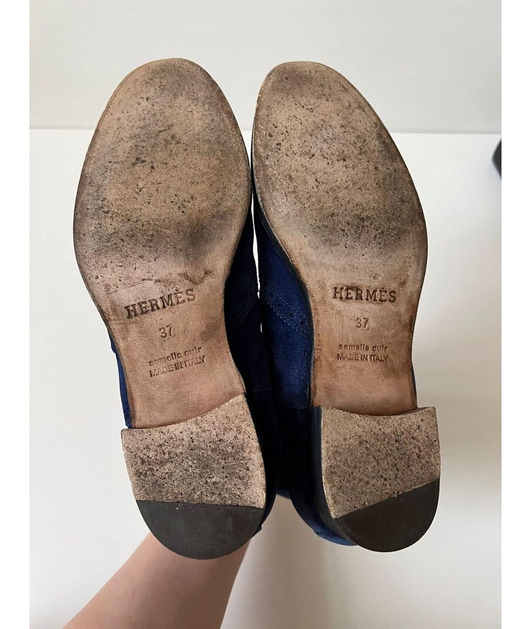 HERMES Темно-синие замшевые ботинки, фото 4