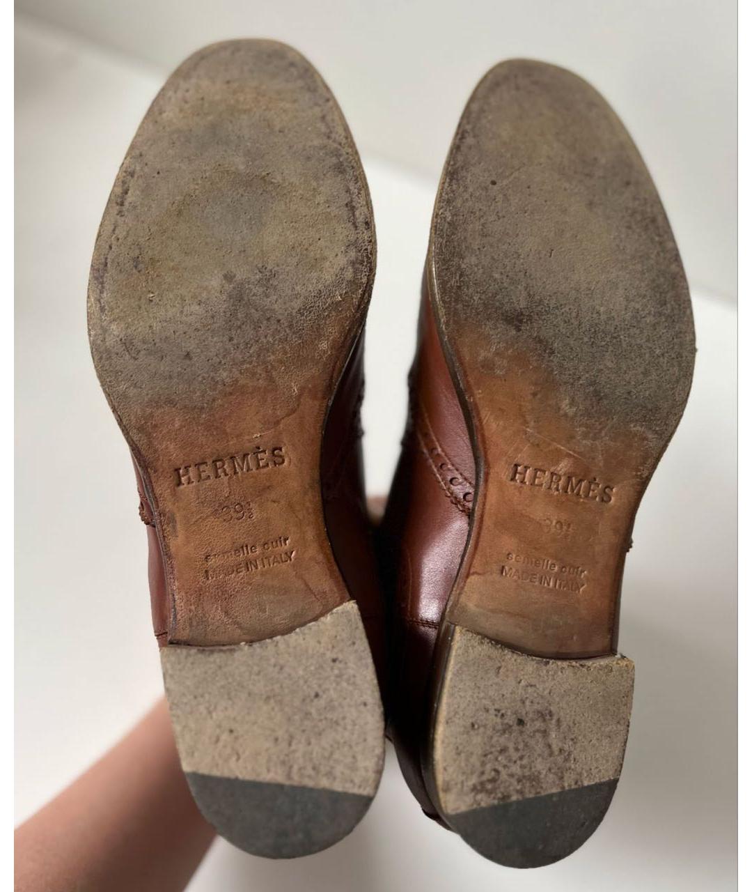 HERMES Коричневые кожаные ботинки, фото 2