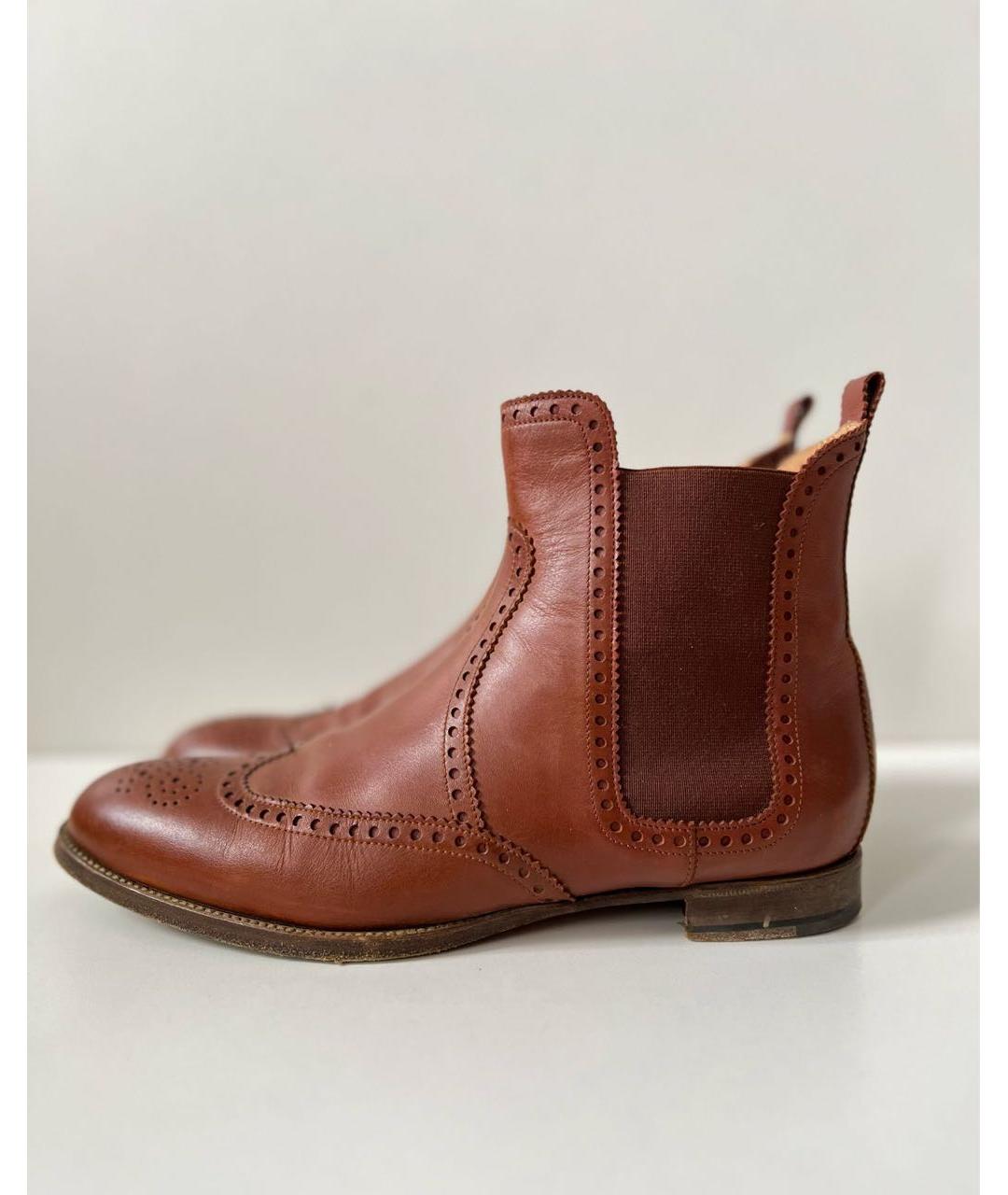 HERMES Коричневые кожаные ботинки, фото 7