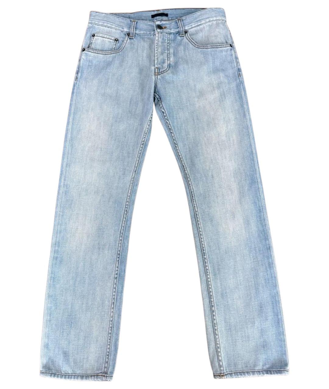 PRADA Голубые хлопковые прямые джинсы, фото 1