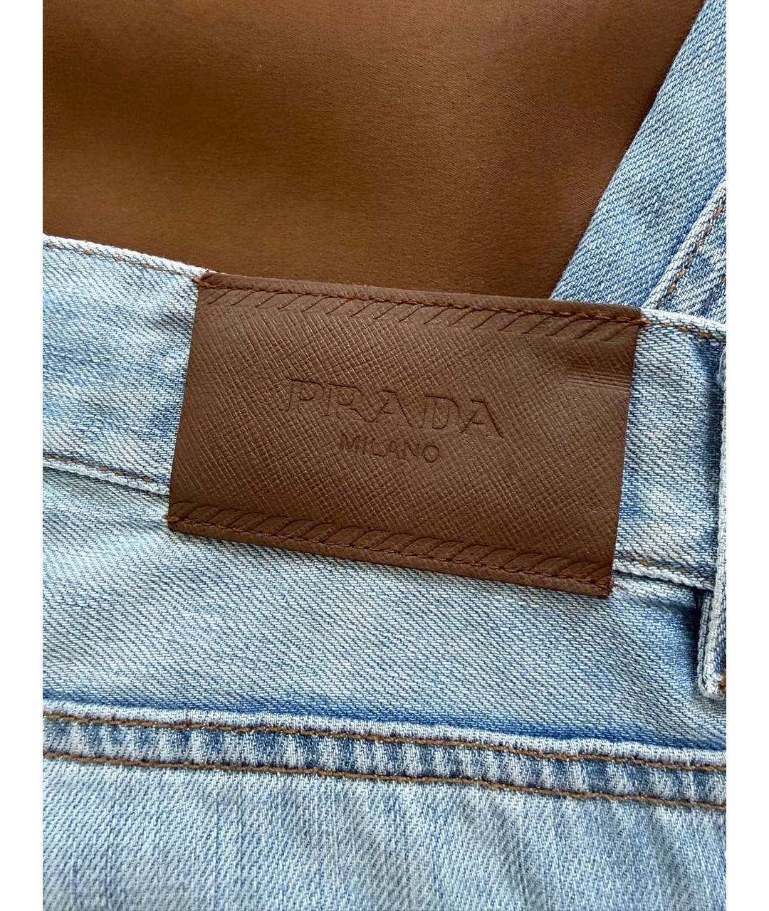PRADA Голубые хлопковые прямые джинсы, фото 4