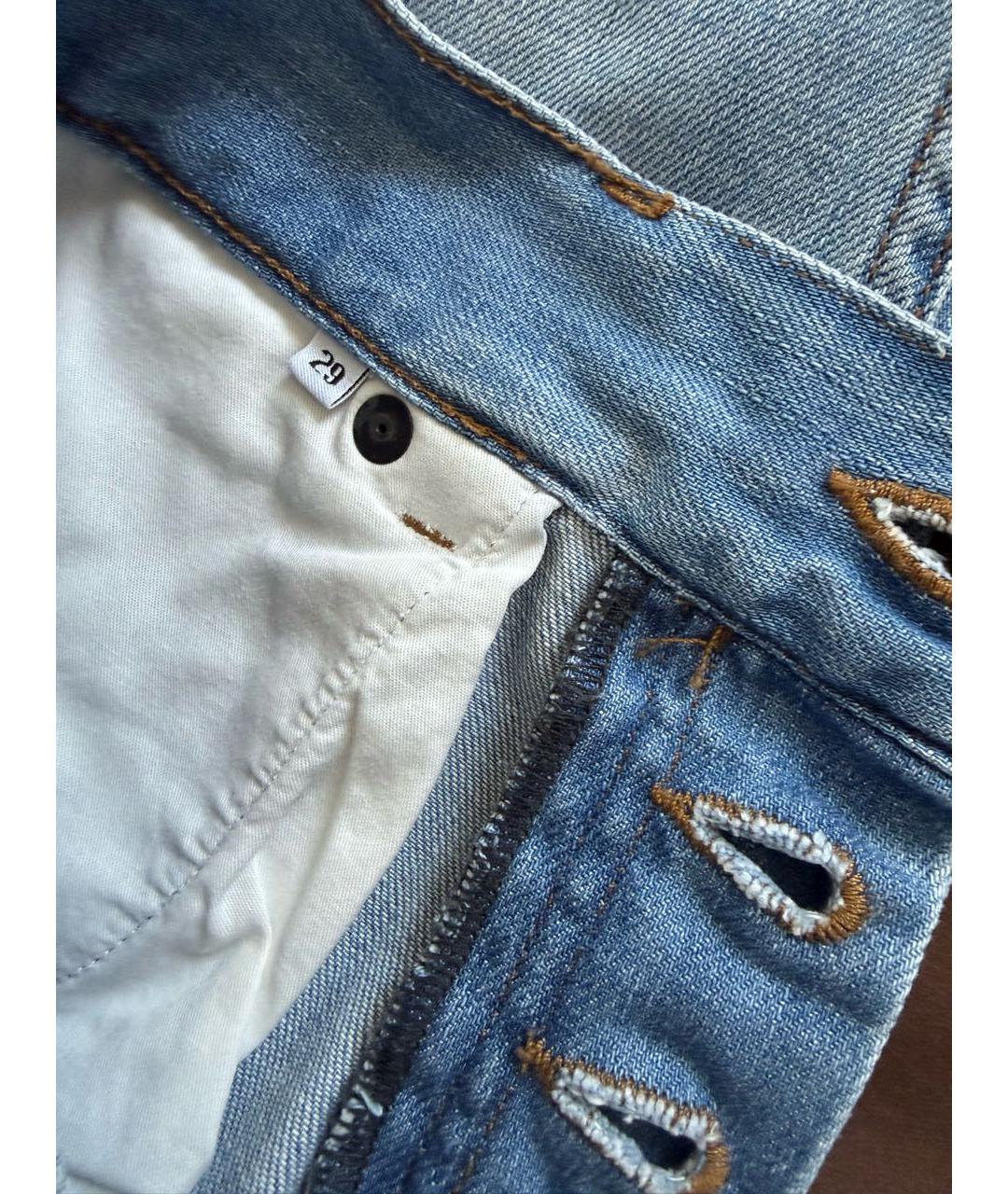 PRADA Голубые хлопковые прямые джинсы, фото 5